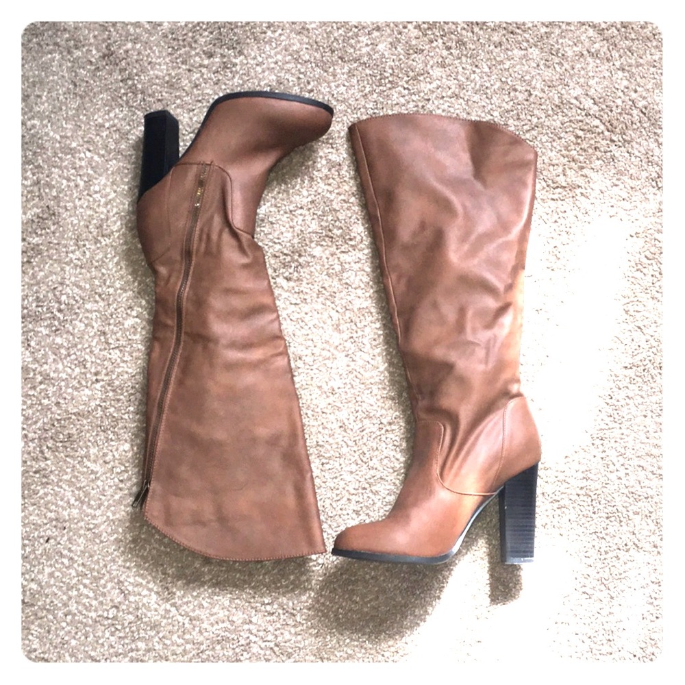Caramel Brown Heeled Boots
